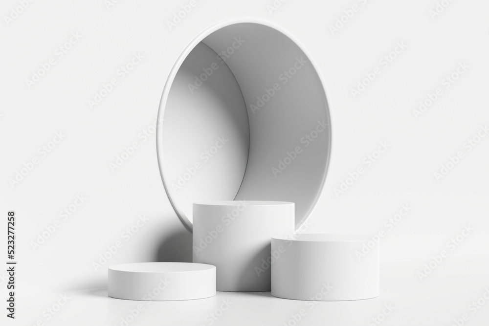 Poster podium product display stand on white background. 3d rendering