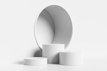Podium product display stand on white background. 3D rendering	