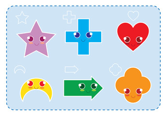 cute funny basic shape with cute emotion