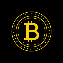 Bitcoin symbol template. The currency of the future Internet. Digital coin online technology. Cryptocurrency with Bitcoin gold coin for website. Mining and extracting bitcoin vector illustration