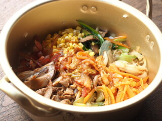 Bowl of mixed rice and vegetables
