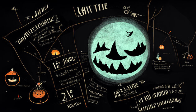 infographic background illustration for halloween festival. Halloween Pumpkins in Scary Cemetery. realistic halloween festival illustration. Halloween night pictures for wall paper or computer screen.