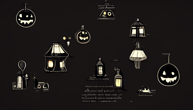 infographic background illustration for halloween festival. Halloween Pumpkins in Scary Cemetery. realistic halloween festival illustration. Halloween night pictures for wall paper or computer screen.
