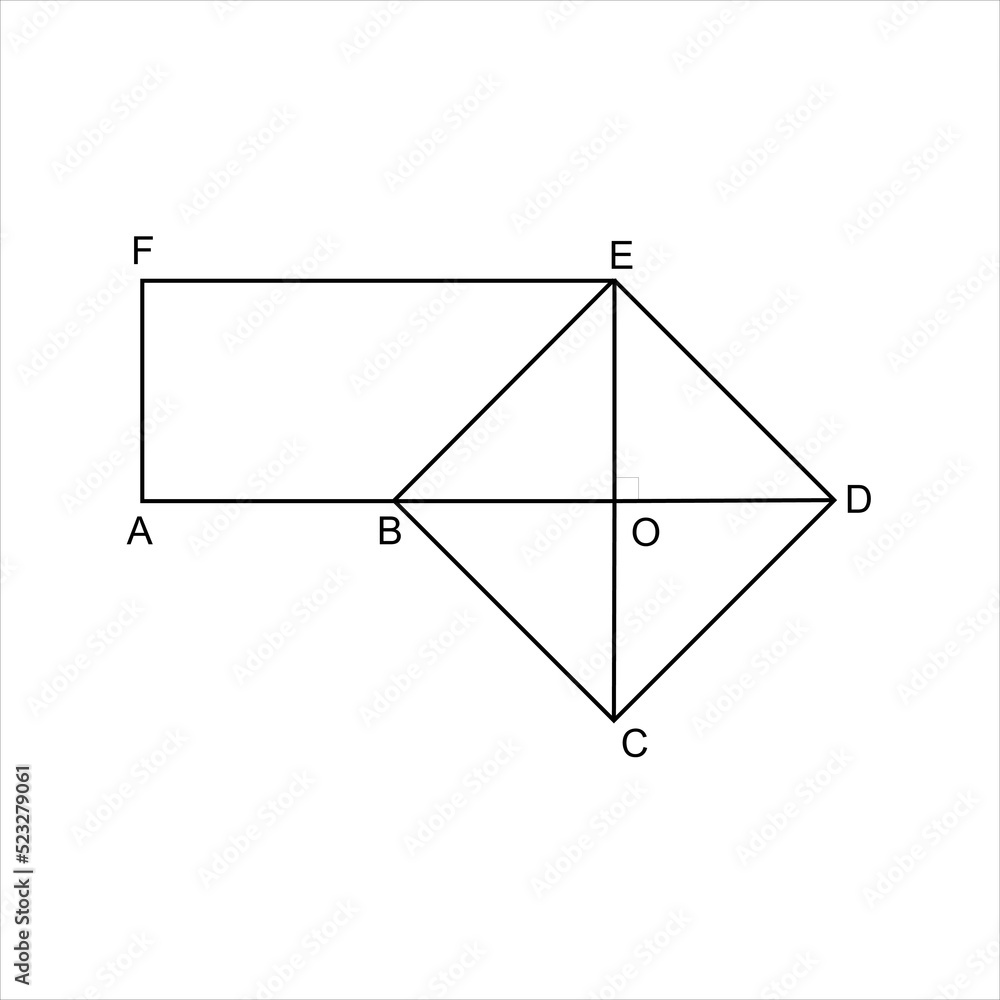 Poster Illustration of a combination of two intersecting flat shapes. Merged rectangle with rhombus. Complementary images of intermediate level math problems. Editable vectors. EPS10