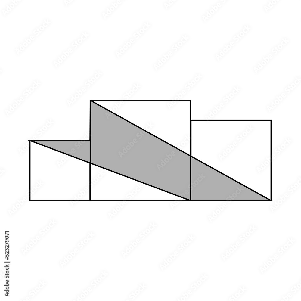 Poster three squares of different sizes form a shape. the illustration determines the area of ​​the shaded 