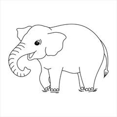 Simple Elephant coloring sheet. Suitable for use as elements of children's coloring books with the theme of Animals, wild animals or living creatures.