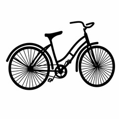 Vector of vintage old bicycle silhouette isolated on white background. Monochrome illustration of an old means of transportation.