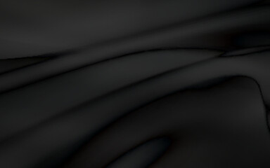 Fototapeta premium Realistic black silk fabric. background from folds of fabric. black silk drapery background.