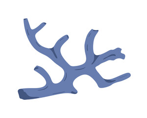 Coral branch. Sea underwater polyp skeleton. Marine undersea fauna. Ocean under water plant. Tropical exotic decoration. Flat vector illustration isolated on white background