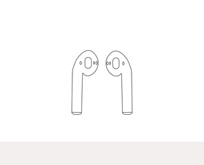 Earbud Headphones plugs wireless. Wireless Earphones garniture electronic gadget in light white. vector illustration. Headphone Vector Art