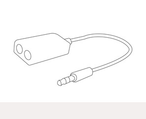 mobile charger converter vector line art. Headphone converter Vector Art. USB converter lustration. Wireless charger converter.