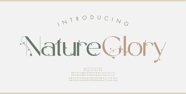 Elegant nature alphabet letters font and number. Typography Luxury classic lettering serif fonts decorative wedding vintage retro concept. vector illustration