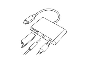mobile charger converter vector line art. Headphone converter Vector Art. USB converter lustration. Wireless charger converter.