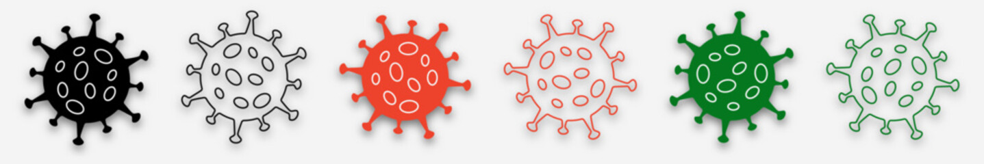 Set icon sign virus or pox with shadow. Pox virus concept. Vector illustration
