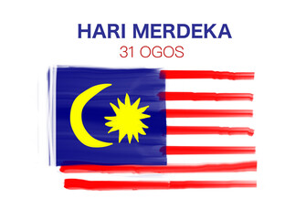 Malaysian Flag with Independence day caption in illustration for poster