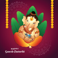 Happy ganesh chaturthi celebration with prayer to lord ganesha card background