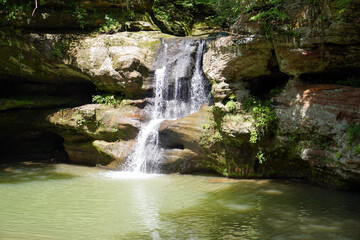 Waterfalls, rivers, and rock formations in the forrest