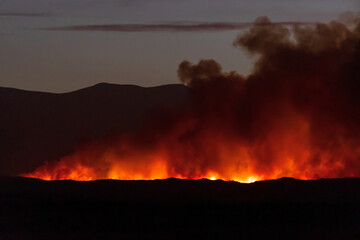 Fototapeta na wymiar 2022 august 13 fire in Moncayo, Campo de Borja district. Evicted villages: Alcalá de Moncayo, Vera de Moncayo, Trasmoz, Ambel, Bulbuente, El Buste