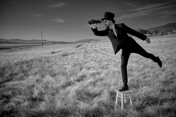 gentleman with binoculars
