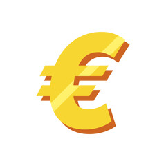 Euro gold symbol flat design illustration. Euro icon simple isolated on white 