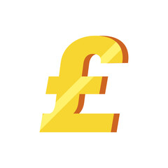 Vector of design flat icon, Gold pound sterling symbol on isolated white background