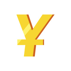 Yen or yuan symbol gold isolated on white flat design CNY JPY vector symbol