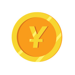 Obraz premium Yen or yuan gold coin. Yen symbol gold isolated on white flat design CNY JPY vector symbol
