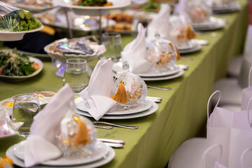 Festive concept. Beautifully decorated holiday table.