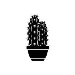 potted cactus black silhouette