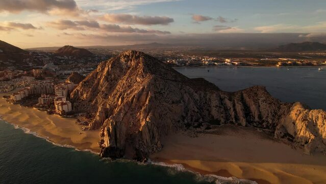 Cabo San Lucas Mexico Sunset Drone footage, Los Cabos