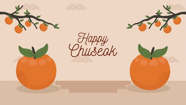 happy chuseok celebration lettering animation