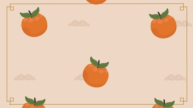 happy chuseok animation with oranges
