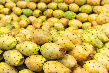 pile of cactus fruit at the market