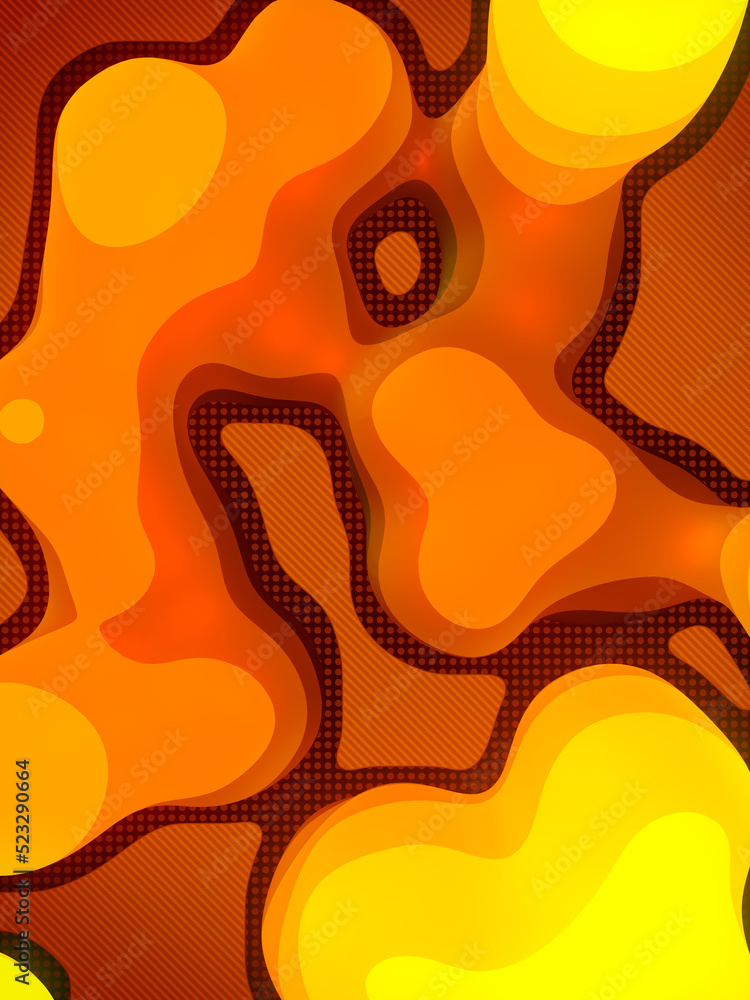 Fototapete Magic liquid blobs 3d rendering digital illustration. Flowing wave shape multi colored background