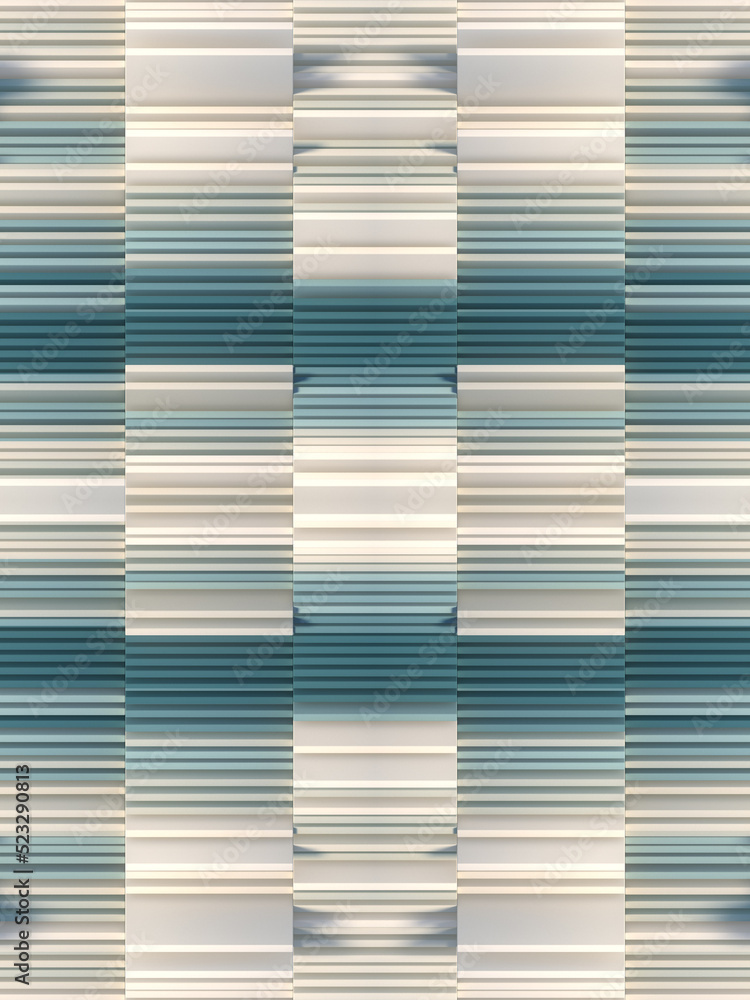 Poster Modern pattern of wave rectangular shapes. 3d rendering digital illustration background