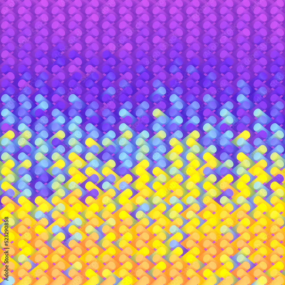 Poster pattern of neon colored cylinders. modern cover design. abstract background. 3d rendering digital il