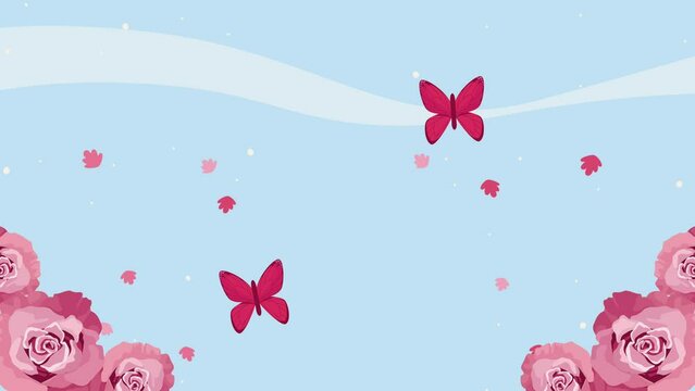 breast cancer animation with butterflies and flowers