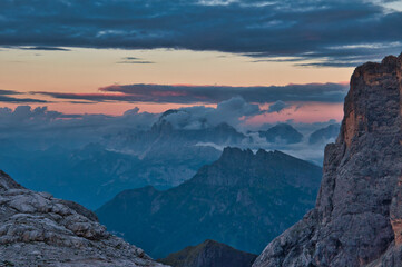 Sunset from Rifugio Mulaz, Alta Via 2, Dolomites, Italy