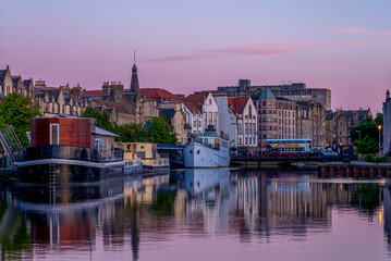 night view of leith by the river