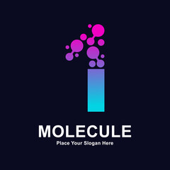 Number 1 molecule dots logo vector design. Suitable for business, initial, Medicine, science, technology, laboratory, electronics