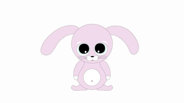 animation of a cartoon pink dancing rabbit
