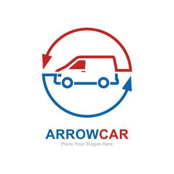 Car with circle arrow logo vector template. Suitable for business, transportation and technology