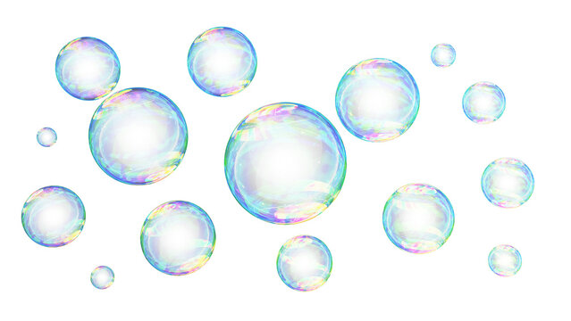 Transparent water realistic glass bubbles. Bubbles PNG. Vector PNG