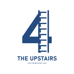  number 4 with ladder vector logo template. Suitable for business, web, corporate, building and art logotype