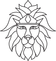 Hand drawn lion line art tattoo coloring page  for kids