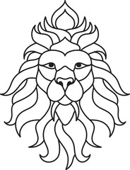 Hand drawn lion line art tattoo coloring page  for kids