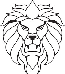 Hand drawn lion line art tattoo coloring page  for kids