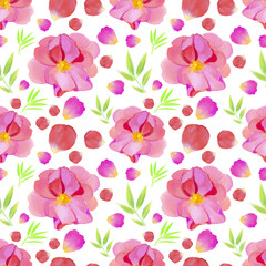 seamless background with roses.  Watercolour drawing fashion aquarelle. Seamless background pattern. Fabric wallpaper print texture.