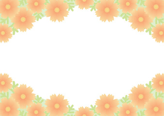 背景　コスモス畑　フレーム　オレンジ