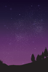Naklejka premium ベクター背景素材_夜空_山